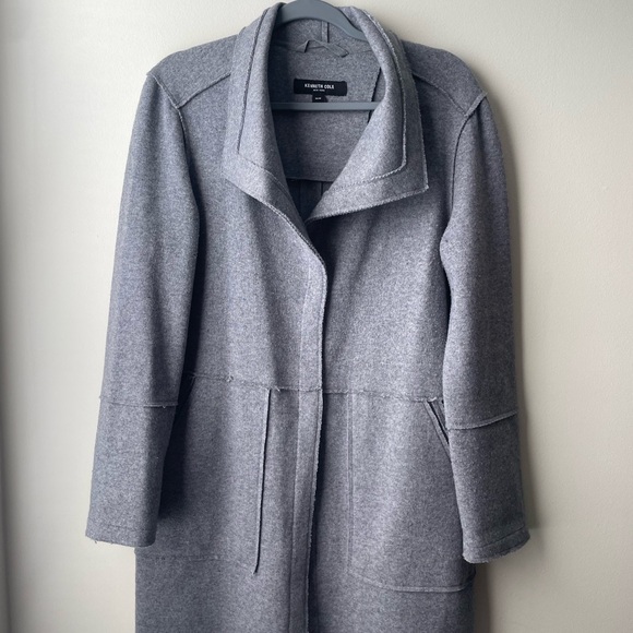 Kenneth Cole Gray Wool Blend Trench Coat - Picture 1 of 5